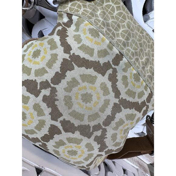 FOSSIL KEYPER Canvas & Leather LINEN / TAN / LEMON Crossbody Messenger Bag - Picture 14 of 14